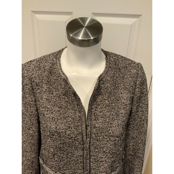 Rebecca Taylor Black & Gray Tweed Jacket w/ Silver Trim, Size 8 (US) - Picture 2 of 6